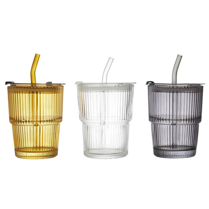 Mug en verre avec paille – Image 3